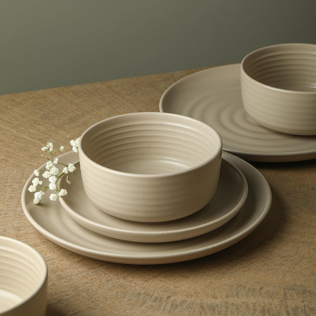 Ion 12-Piece Dinnerware Set Stoneware, Beige