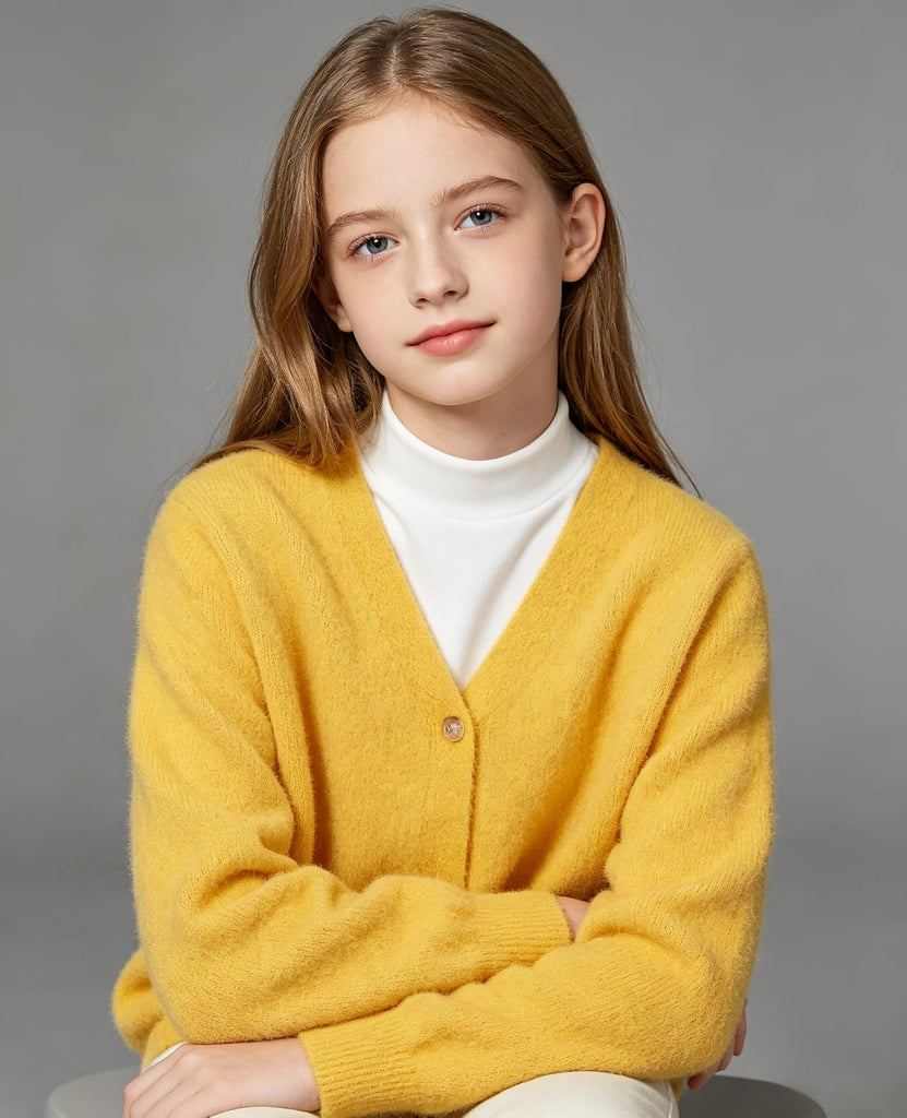 Tween with Button Loose Long Sleeve Shrug Sweaters Inner Cloth Cropped Kids Knit Sweater Outerwear