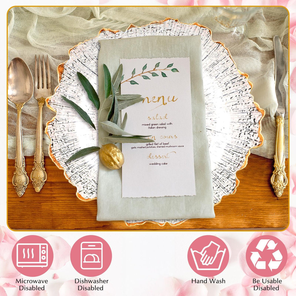 25 Pack 13 Inch Clear Charger Plates, Gold