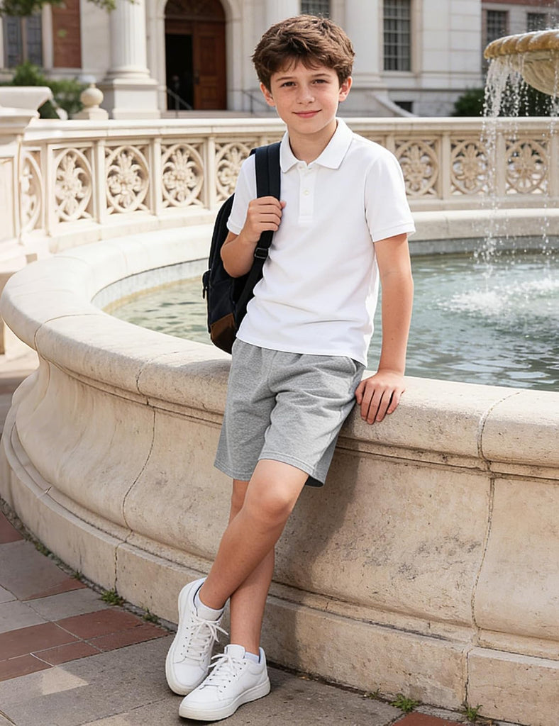 Boys Cotton Shorts Kids Athletic Casual Drawstring Shorts with Pocket