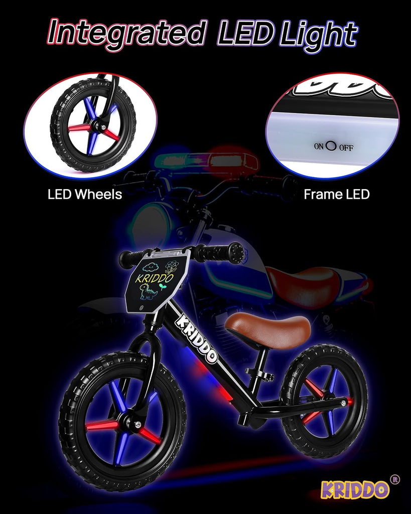 Toddler Balance Bike 2 Years Old with LCD Writing Tablet