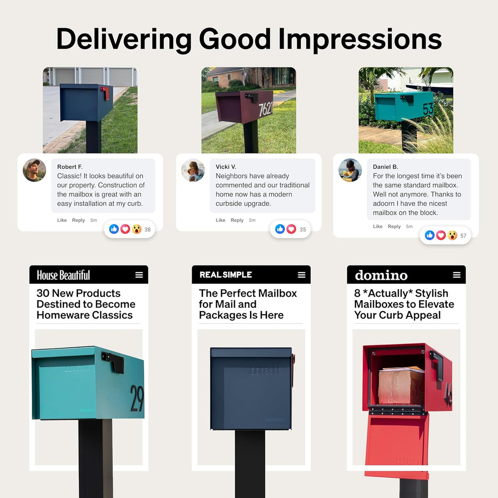 Post Mount Outdoor Mailboxes - Large Decorative Mailbox for Letters and Packages - Weatherproof Construction