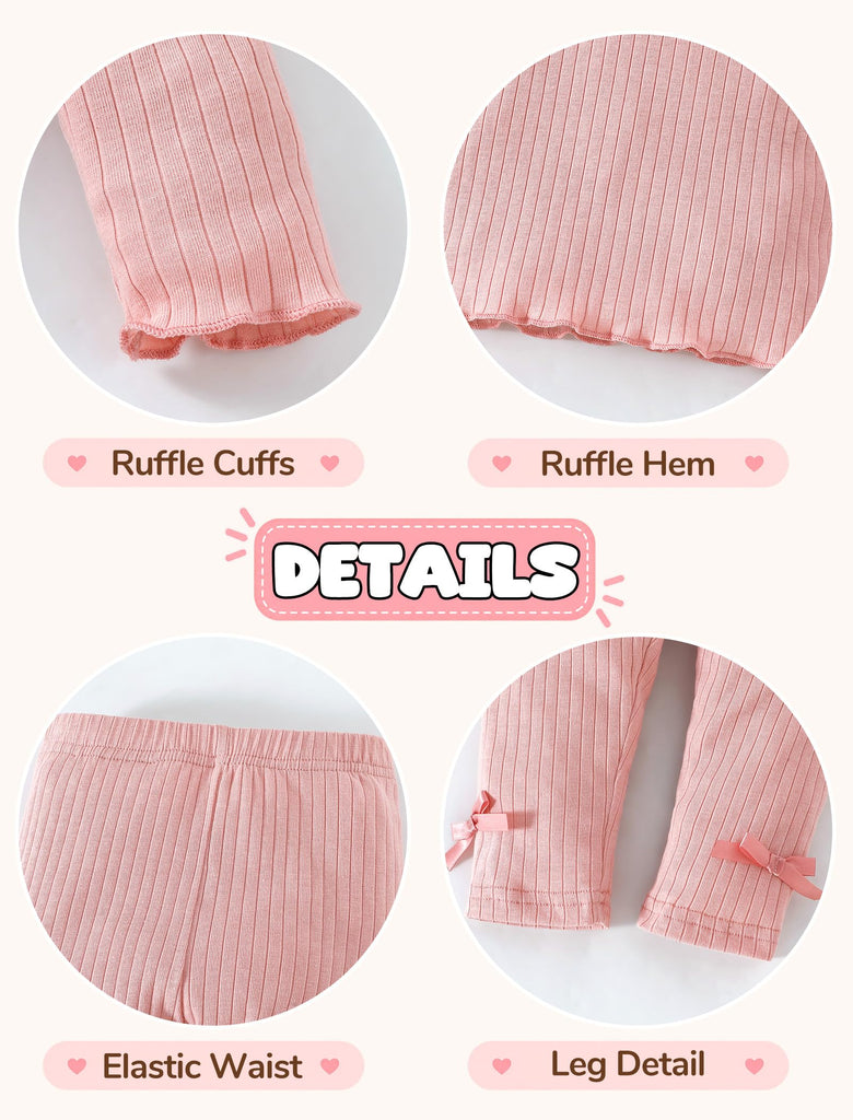 Girl Clothes Toddler Girl Clothes Ribbed Cotton Ruffle Bow Set
