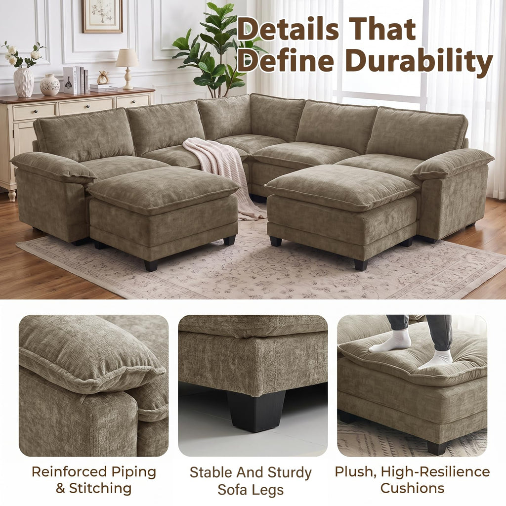 Modular Sectional Couch, Oversized V-Shaped Sofa Couches