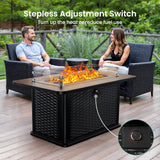 43-Inch Rectangular Propane Fire Pit – 60,000 BTU Output, Premium Gas Fire Pit Table for Outside Patio, 304 Stainless Steel H-Burner, Glass Stones & - Image 6