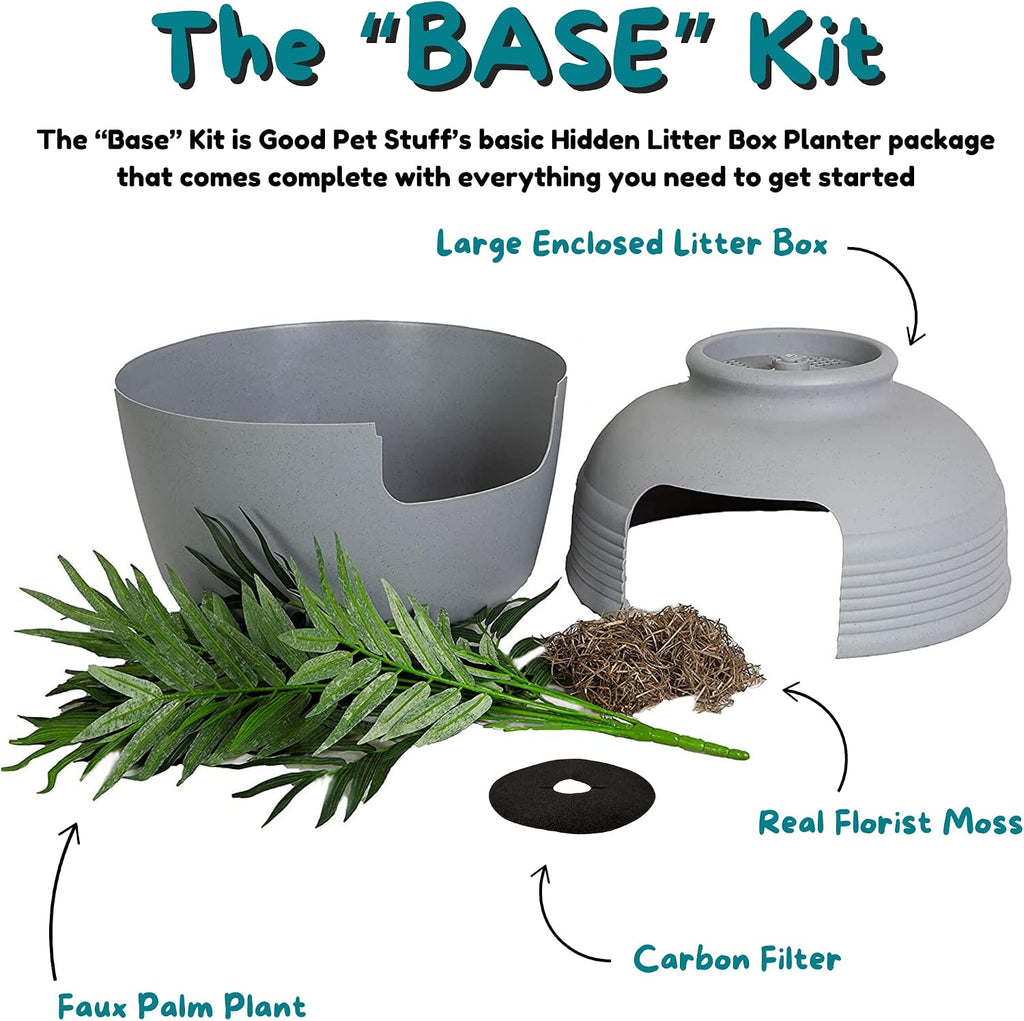 Hidden Litter Box Planter, Decorative Cat Litter Enclosure, Carbon Filter, Faux Plant, Round Design, Easy to
