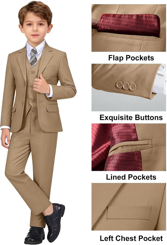 Boys 4 Piece Formal Suit Slim Fit Tuxedo for Kids