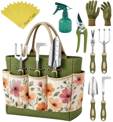 Heavy Duty Gardening Tools - Gardening Gifts for Women, Men, Mom, Dad - Durable, Ergonomic Garden Tools Set (Floral)