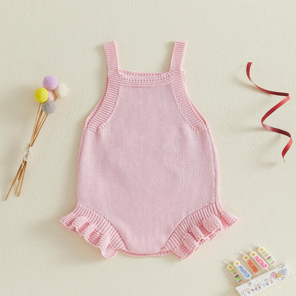 Silly Goose Baby Girl Outfit Sleeveless Knit Sweater Overalls Fall Romper