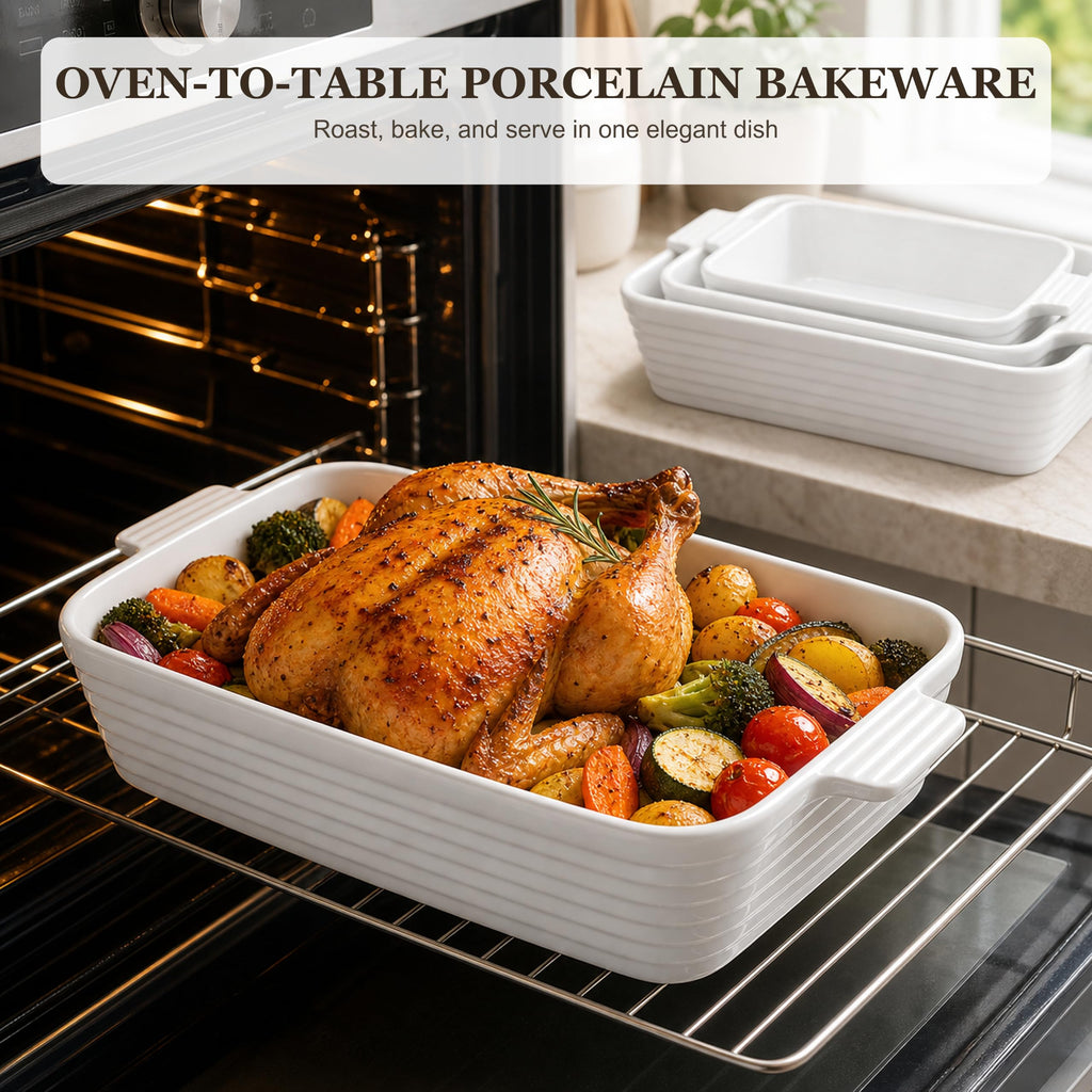 Casserole Dishes for Oven, Porcelain Baking Dish Set of 4
