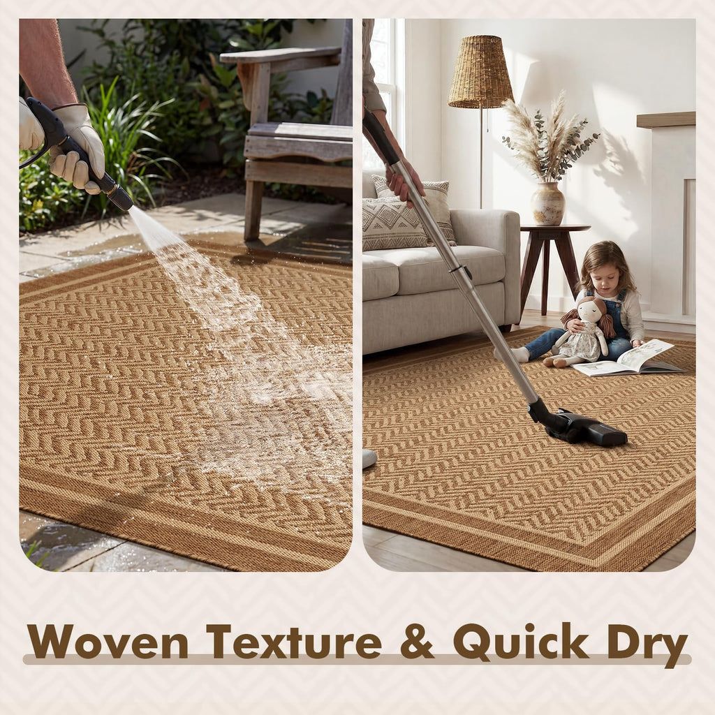 Outdoor Rug-Patio Rug Polypropylene Indoor Outdoor Rugs Outdoor Carpet Deck Balcony Porch, Textured Weave