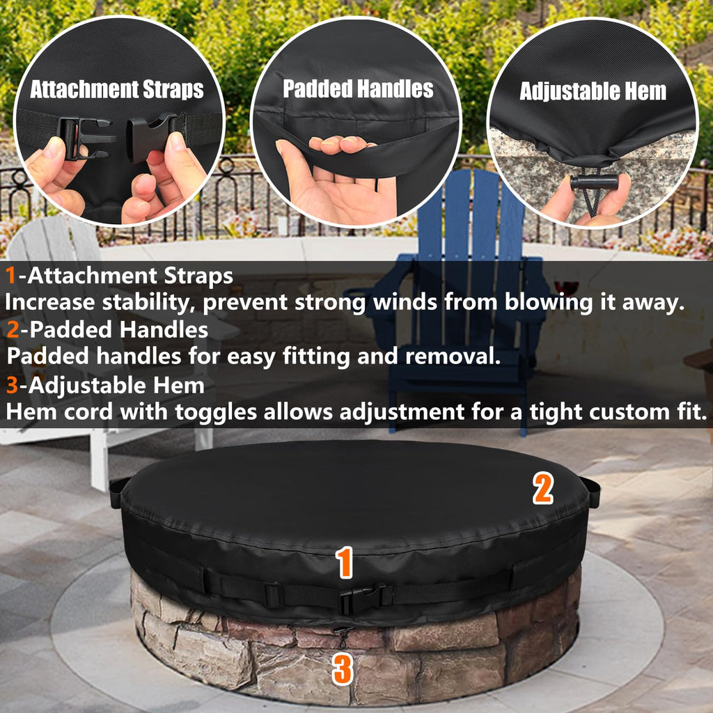Round Fire Pit Cover for In-Ground Fire Pit 70-74 Inch