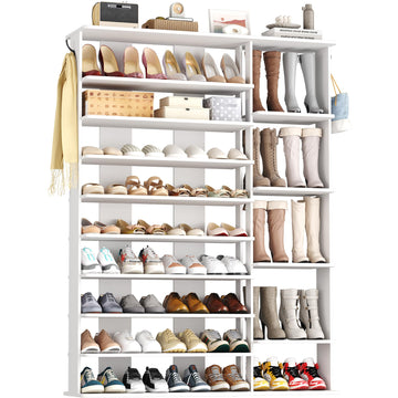 10 Tiers Shoe Rack, 50 Pairs Large Shoe Shelf, 61.8" Tall Shoe Tower, Freestanding Shoe Rack Organizer with Open