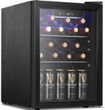 Beverage Refrigerator Cooler 68 Can, Mini Fridge with Glass Door for Beer Drinks