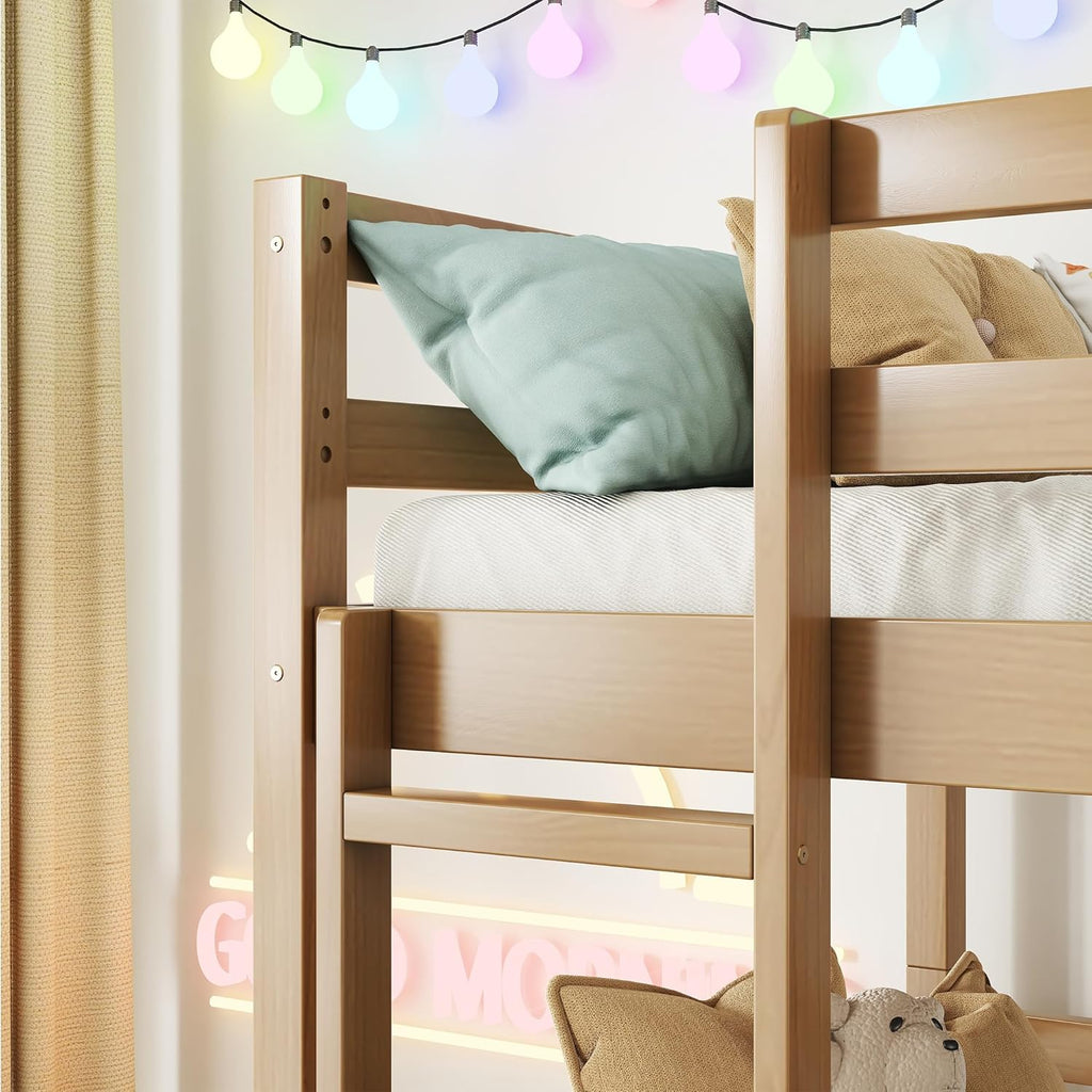 Twin Over Twin Over Twin Triple Bunk Bed for Kids,3 Bed Bunk Beds for 3,Solid Wood Twin Triple Bunk Bed with Two