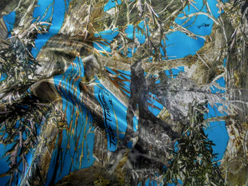 True Timber Camo MC2 Blue Charmeuse Silky Bridal Satin CS23 (Yard)