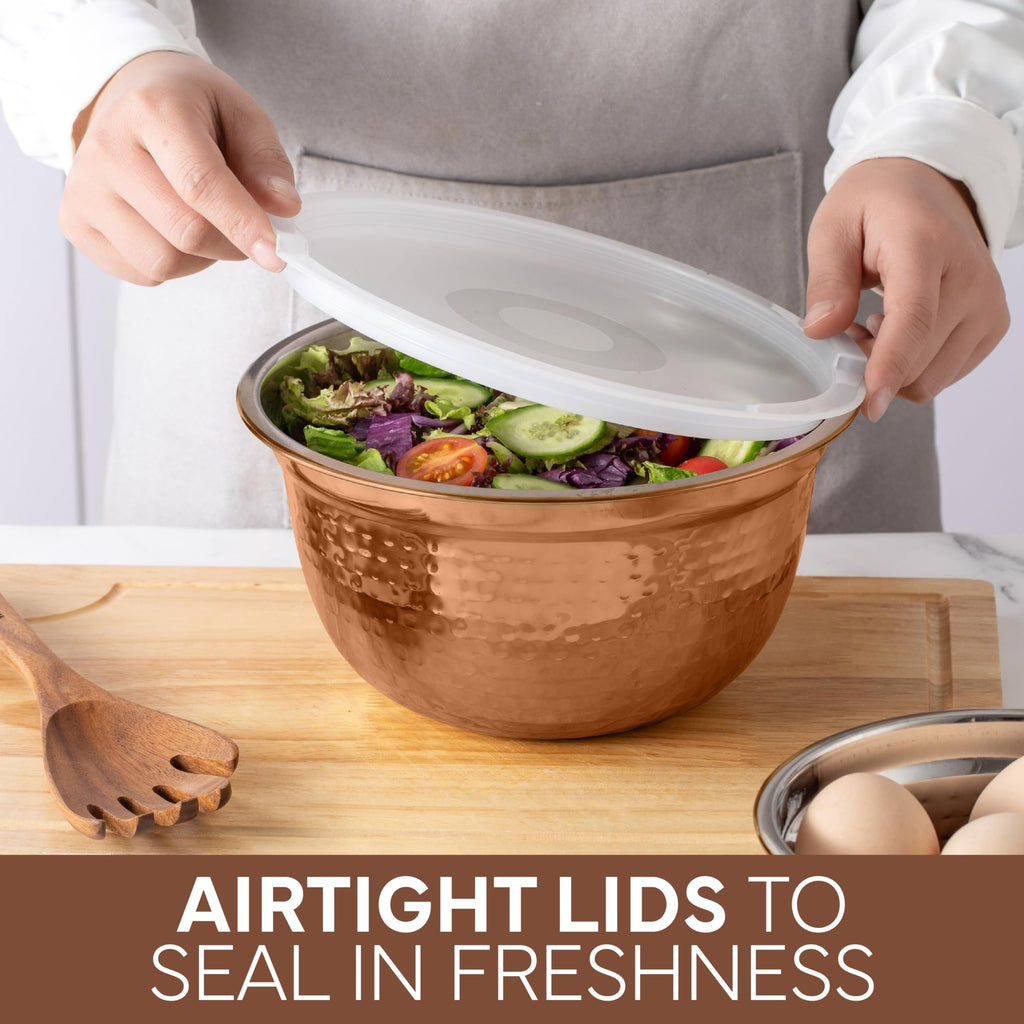18 Piece Mixing Bowls Set with Airtight Lids, Handcrafted Stainless Steel Bowls, Food Storage Containers, Meal Prep