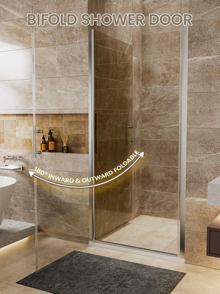 Semi-Frameless Sliding Glass Shower Door 44-48 in. W x 70 in. H, Chrome Frame, 1/4 in. Clear Tempered Glass