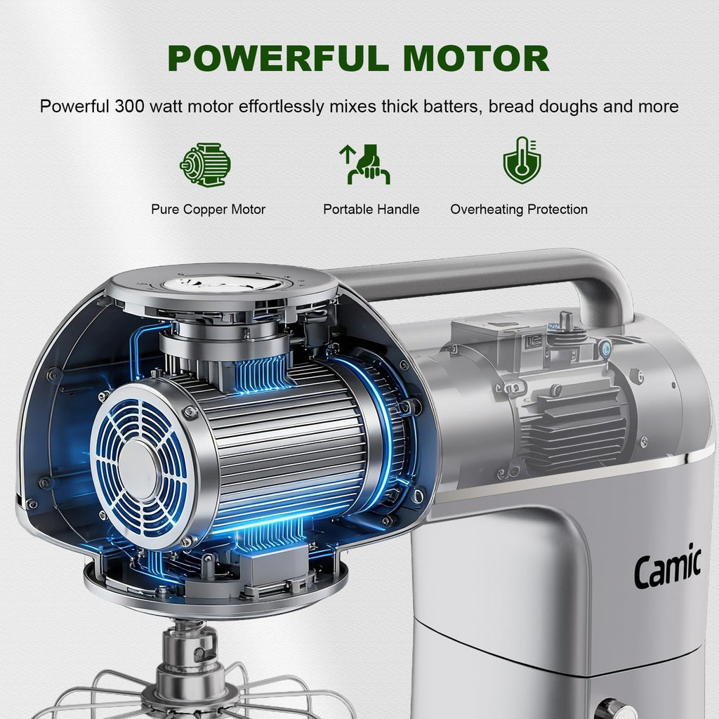 7.45 QT Tilt-Head Stand Mixer, Electric Mixer for Baking (Silver)