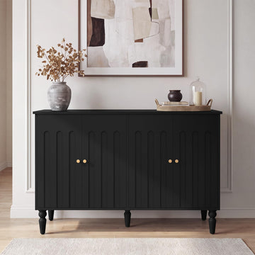 47" Arched Fluted Sideboard Buffet Cabinet with Storage, Black