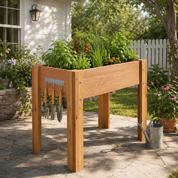 48"x24"x30" Raised Elevated Wooden Garden Planter Box | Reinforced Frame Built-in Hooks Drainage Holes & Matching