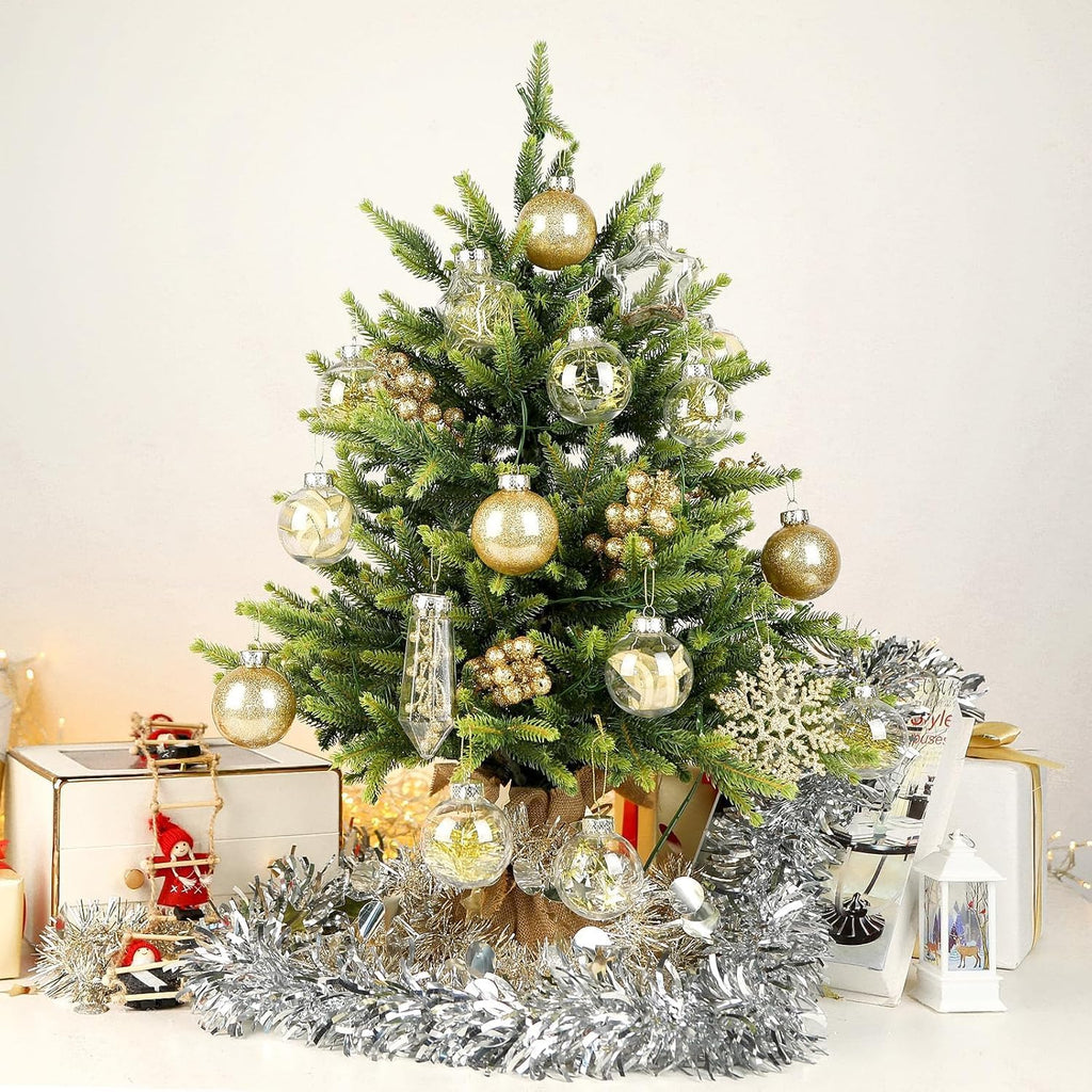100PCS Christmas Tree Ornaments Clear Set, Gold