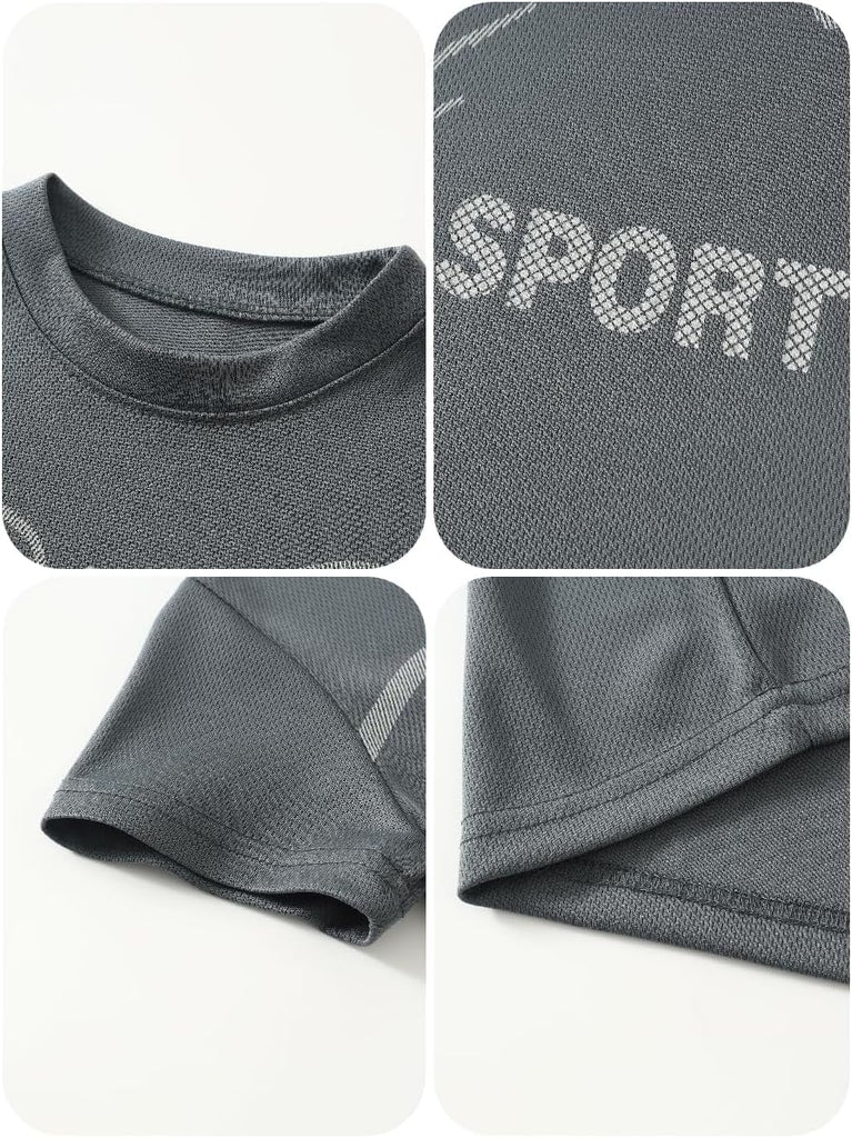 Boys Clothes Short Set 6 Piece Outfit Athletic T-Shirt and Quick Dry Shorts Kids Summer Clothing Set