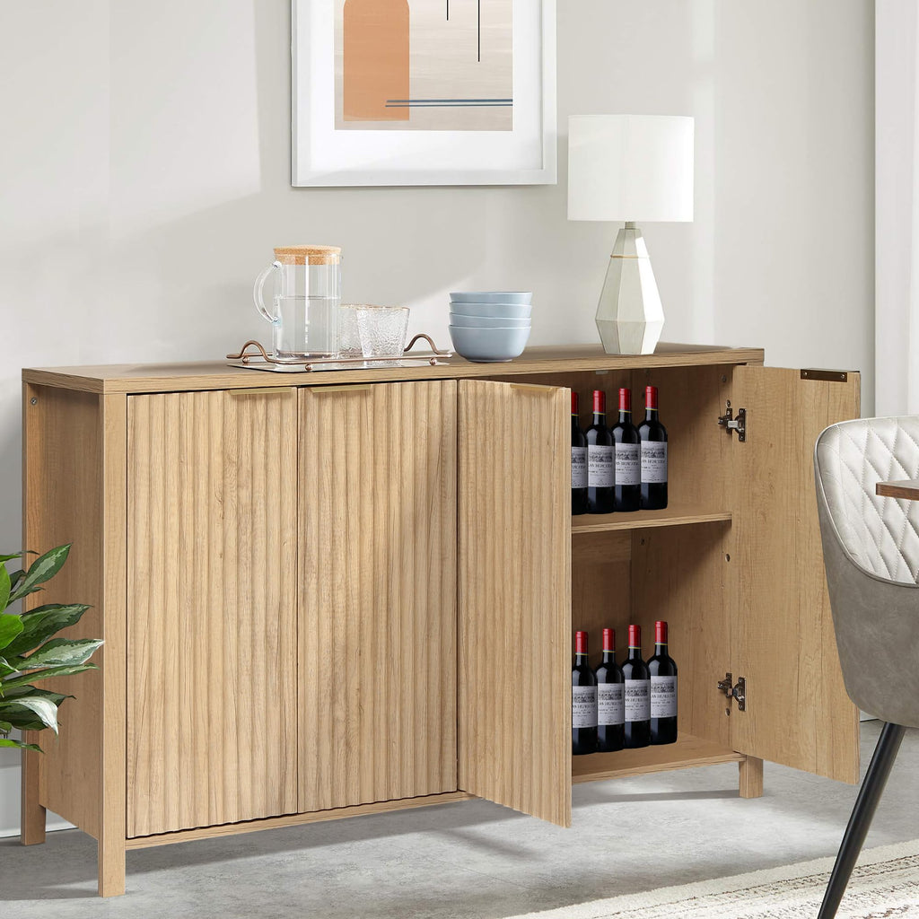 55" Fluted Sideboard Buffet Cabinet with Storage, Kitchen Credenza Cabinets
