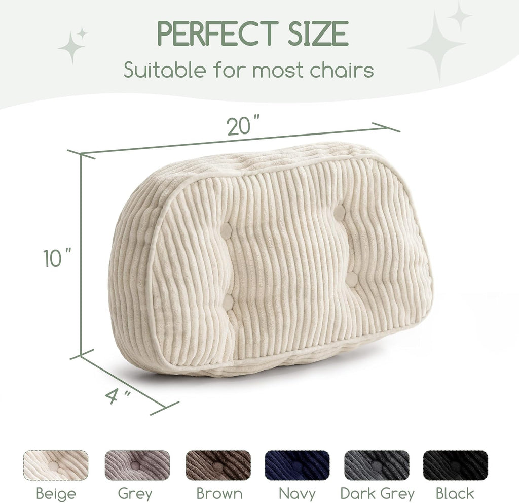 Lumbar Support Pillow for Recliner Chair/Accent Chair/Couch/Office Chair, Tufted Corduroy Back Support Cushion for