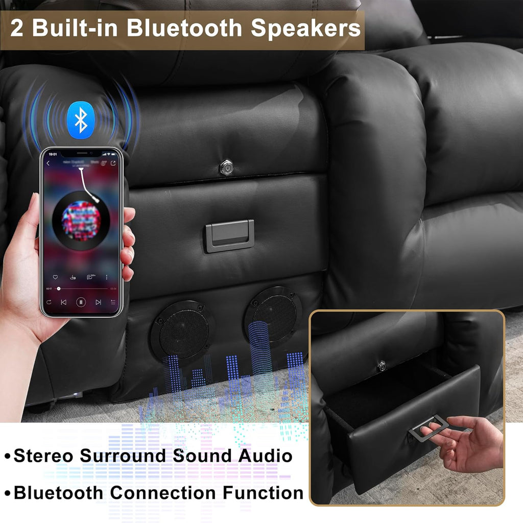 Loveseat Recliner Sofa with Massage and Heat, Power Reclining Loveseat Sofa RV Couch with Console