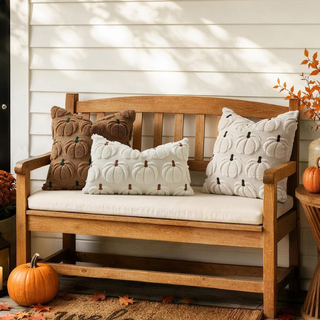 Fall Pumpkin Pillow Covers Fall Decor Beige Pumpkin 18x18 - Set of 2