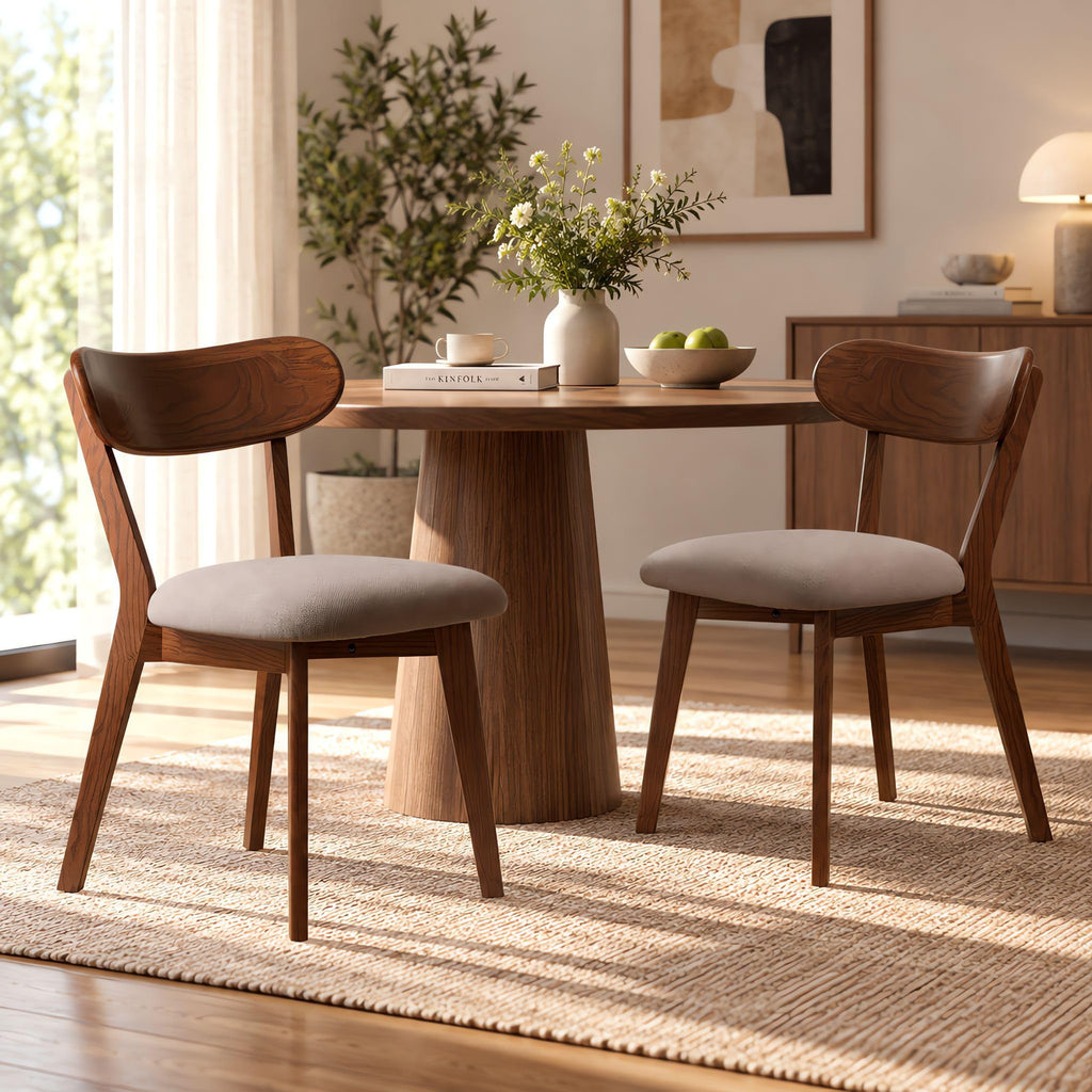Walnut Dining Chairs Set of 8 - Commercial Grade 400 lbs Capacity