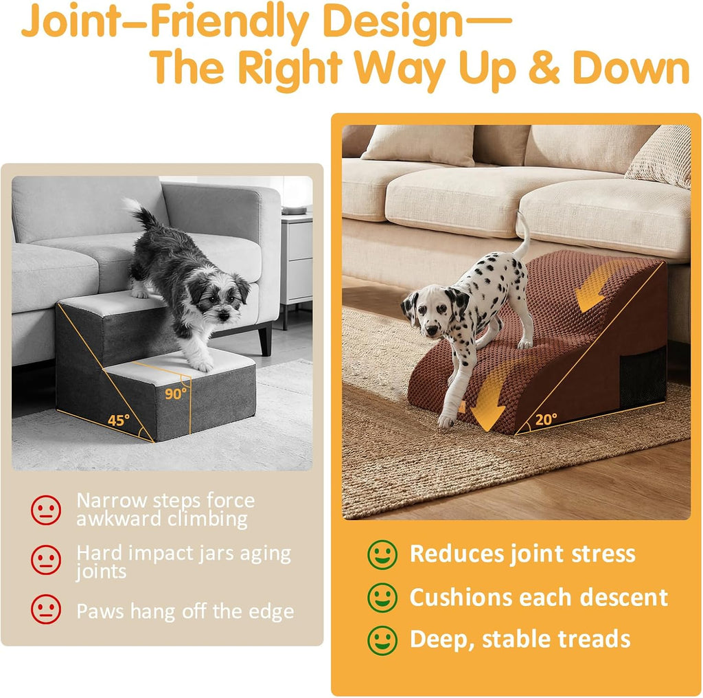 High Density Extended Foam Dog Ramp&Steps 2 Tiers, 11.8" High
