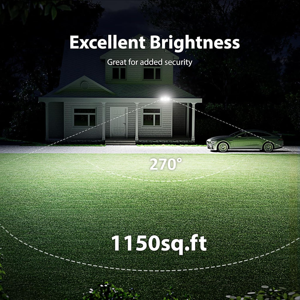 75W LED Flood Light Motion Sensor Outdoor, 7000lm Dusk to Dawn Flood Light, Security Light with Three Head, IP65