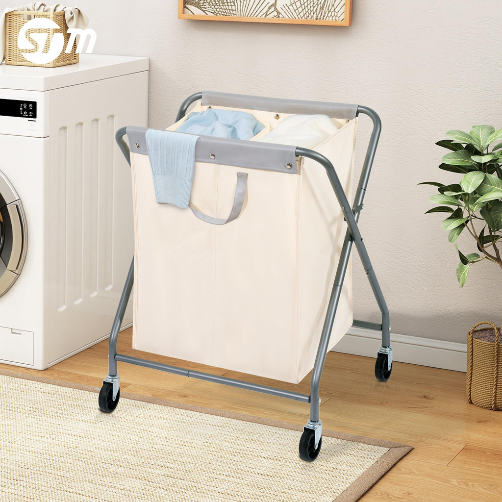 125L Collapsible Laundry Hamper with Wheels, Rolling Laundry Basket, Heavy Duty Cloth Sorter with Removable Bag