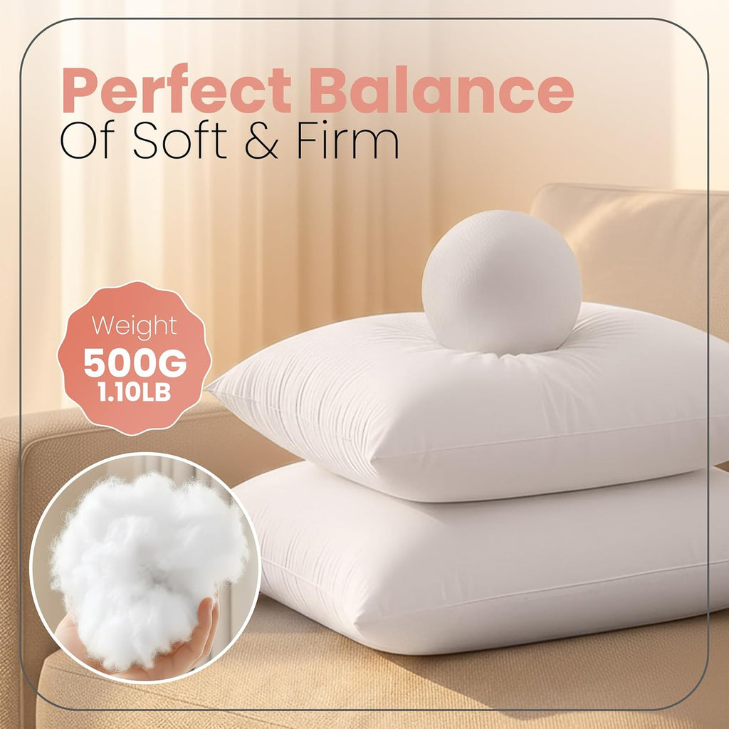 18x18 Pillow Inserts, White Throw Pillows for Couch, 2 Pack - Set of 2