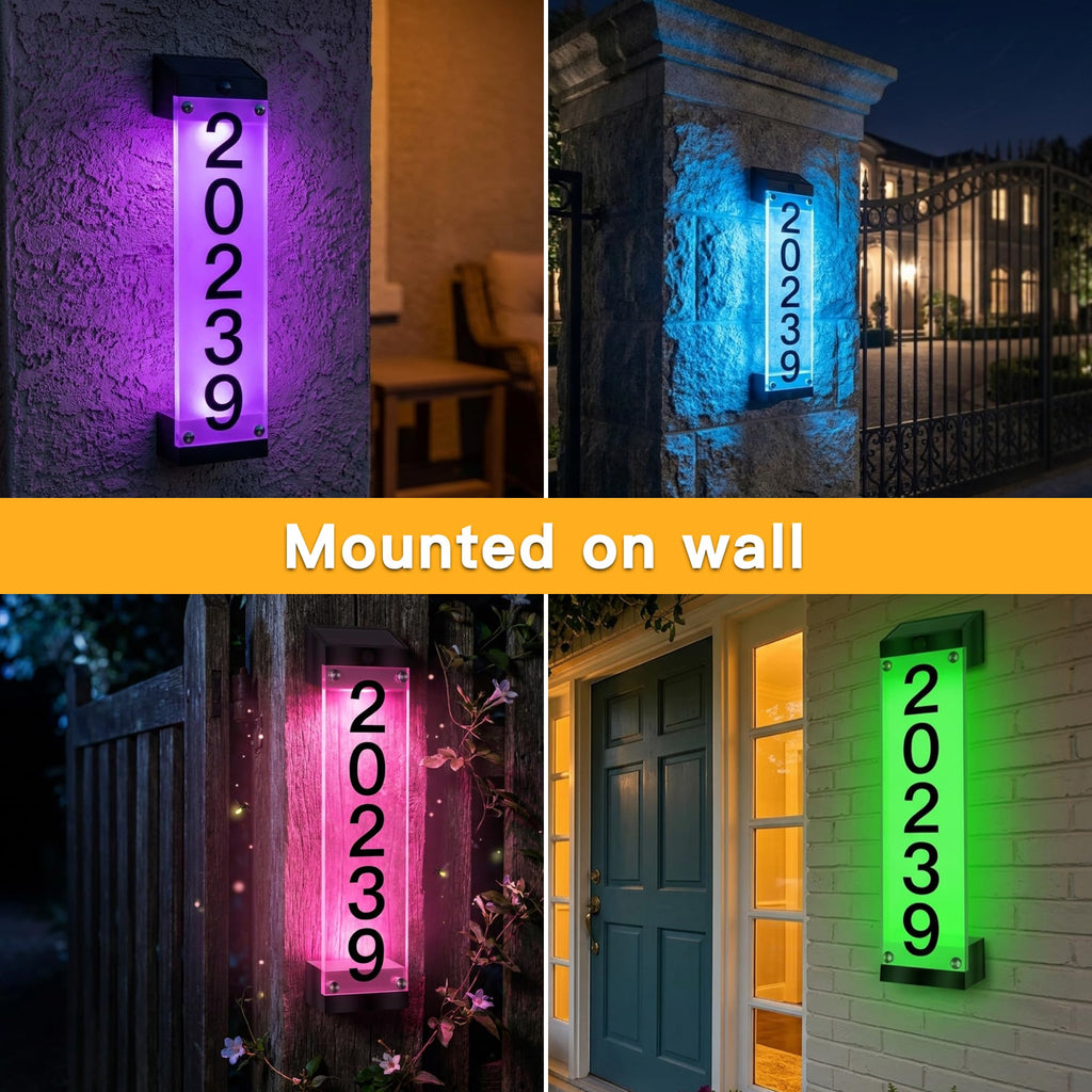 Solar House Numbers for Outside, Address Signs for Yard with Stake