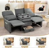 DRMBOOK 74'' RV 3 Seater Recliner Sofa, Linen Fabric Three Camper Couch 3 Seater Recliner