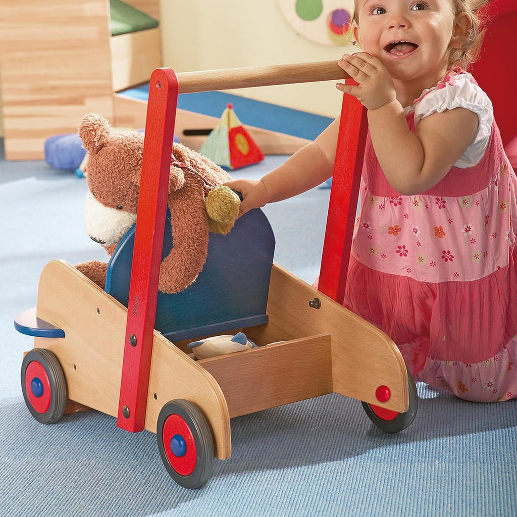 Walker Wagon - Wooden Baby Push Walker, Sit to Stand Walker for Baby Learning to Walk, Push Toys for Toddlers 1-3