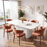 63" White Dining Table with Fluted Pedestal, Modern Kitchen Table for 4-6 People, Dining Room Table for Dining Room