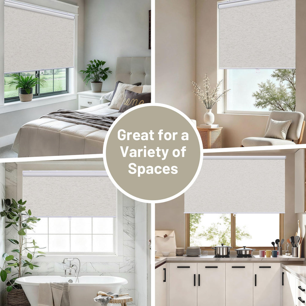 Blackout Cordless Roller Shades Blinds, Linen Beige