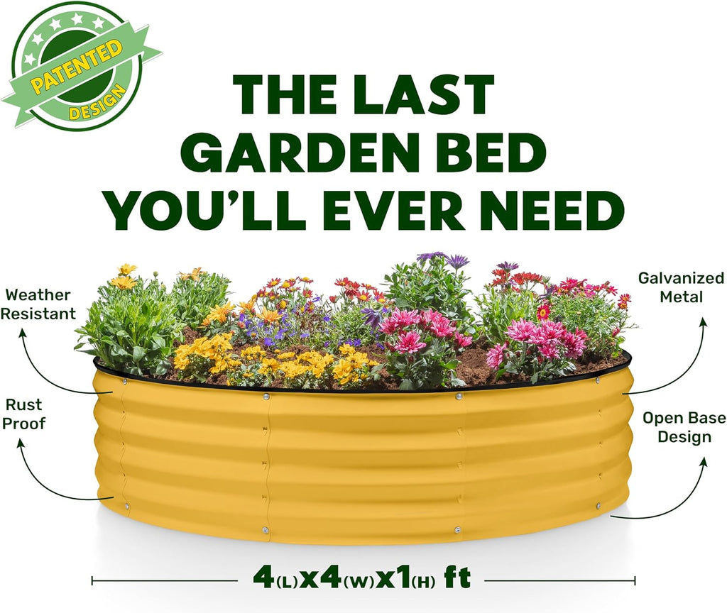 Round Galvanized Raised Garden Bed // 4×4×1 ft (2-Pack) Galvanized Raised Garden Beds Outdoor for Gardening