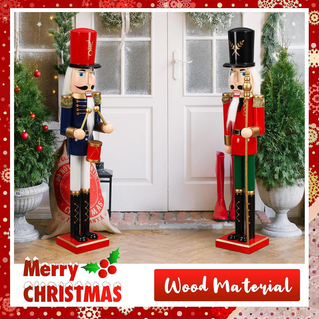 2 Pcs 32 Inch Xmas Nutcracker Wooden Yard Decor,Knight