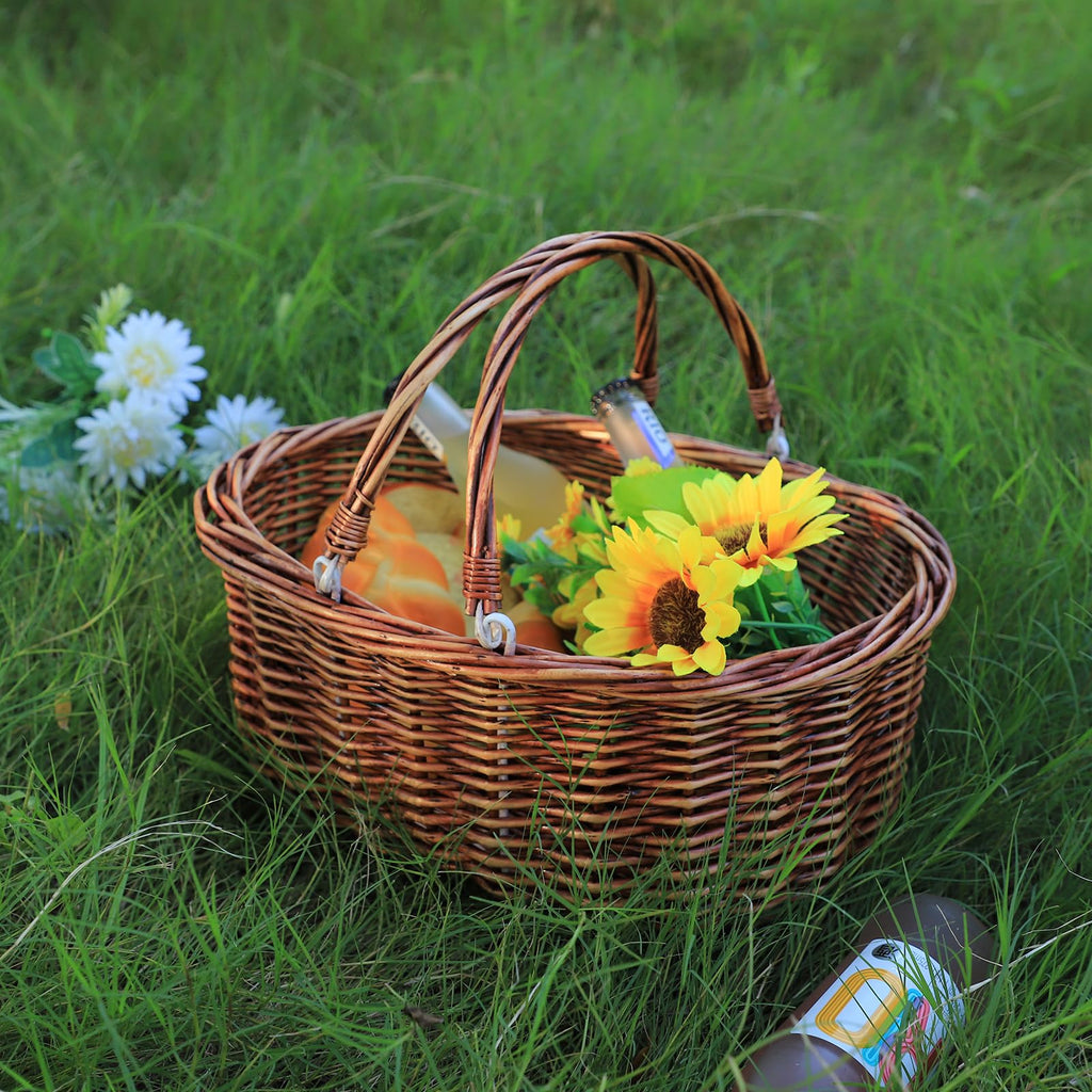 Wicker Picnic Baskets with Handles.. (Brown)