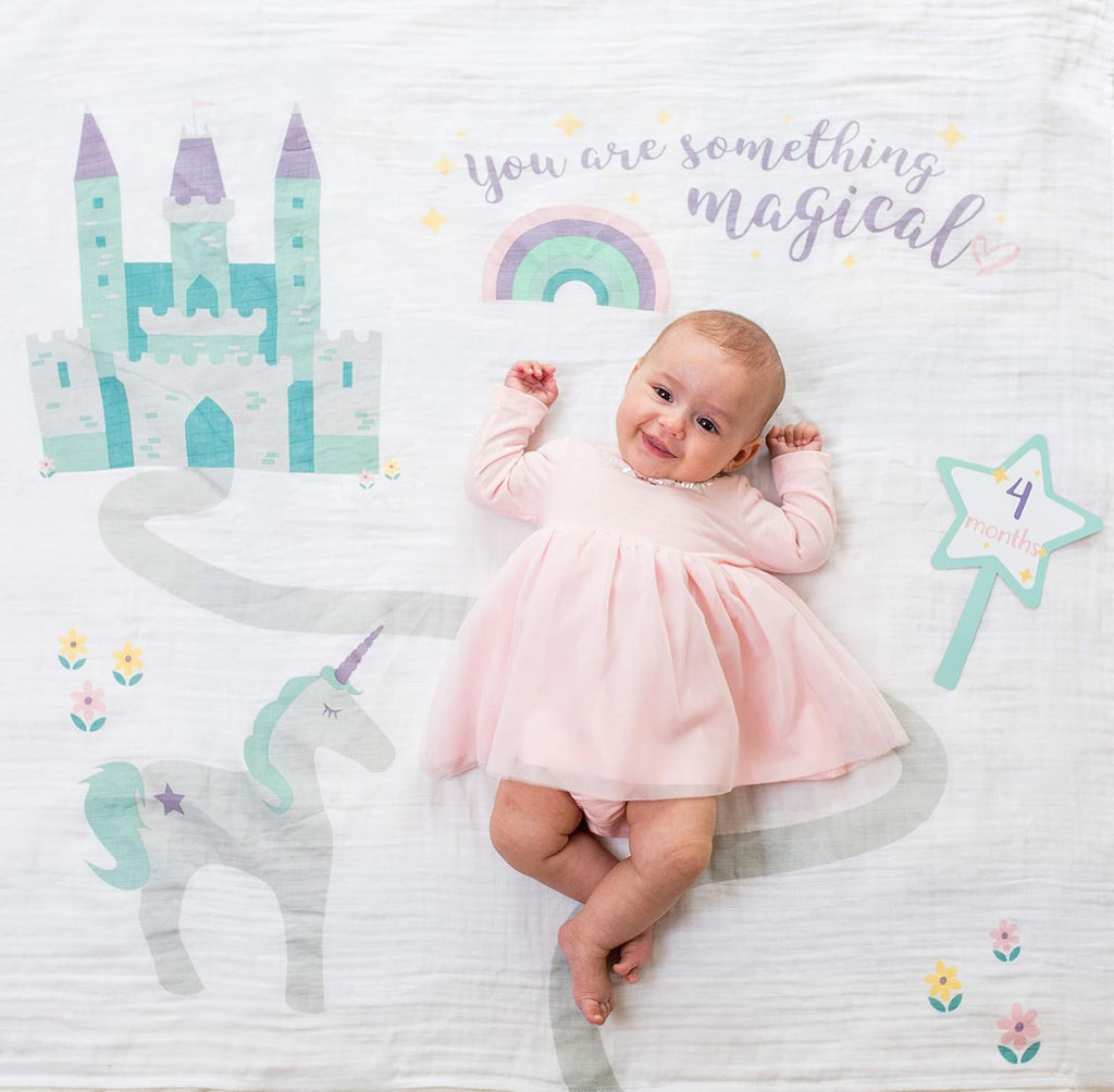 Baby's First Year Milestone Blanket and Card Set | 40in x 40in (Something Magical)
