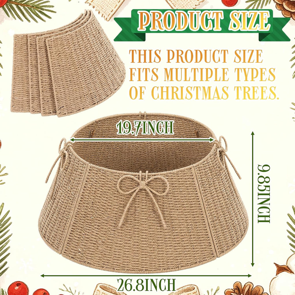 28 Inch Christmas Tree Collar Wicker Tree Skirt Stand Base