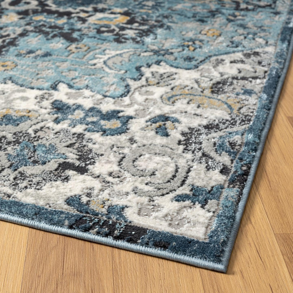 Moroccan Blue Medallion Area Rug s