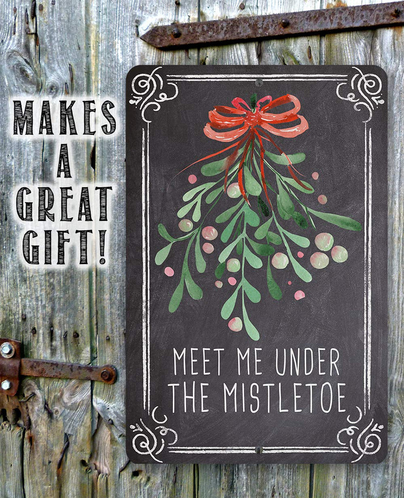 Christmas Home Decor - Meet Me Under Mistletoe - Metal Sign - Winter Holiday Decorations Indoor/Outdoor - Home Decor