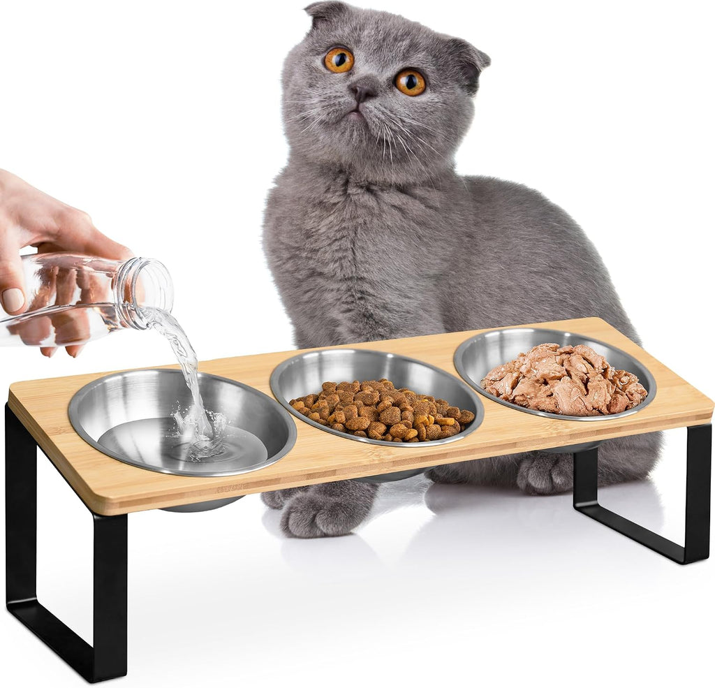 Raised cat Bowls for Indoor Cats by, Elevated cat Bowls, Tilted and Elevated Anti Vomiting Cat Dishes for Food