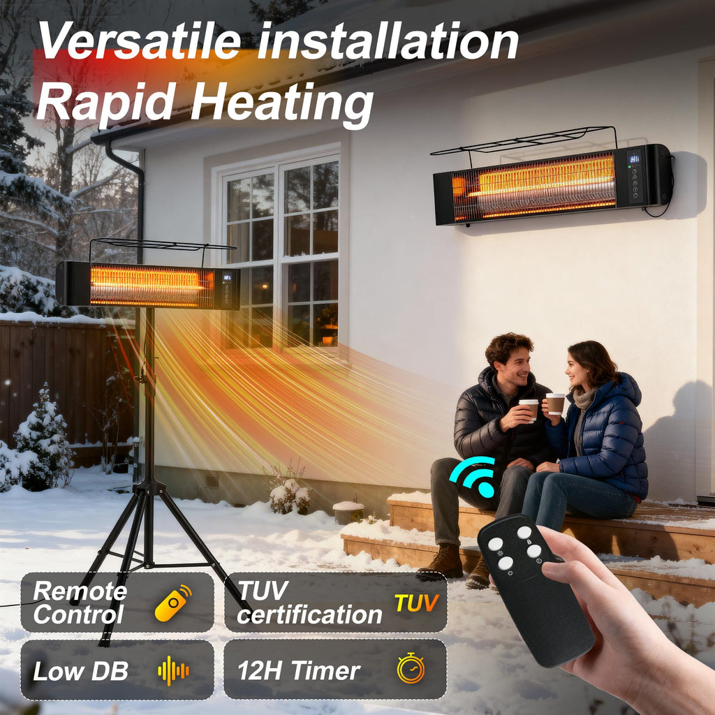 Infrared Patio Heater 1500W Outdoor Heaters Electric Space Heater 3 Heating Modes Outdoor/Indoor Use Heater